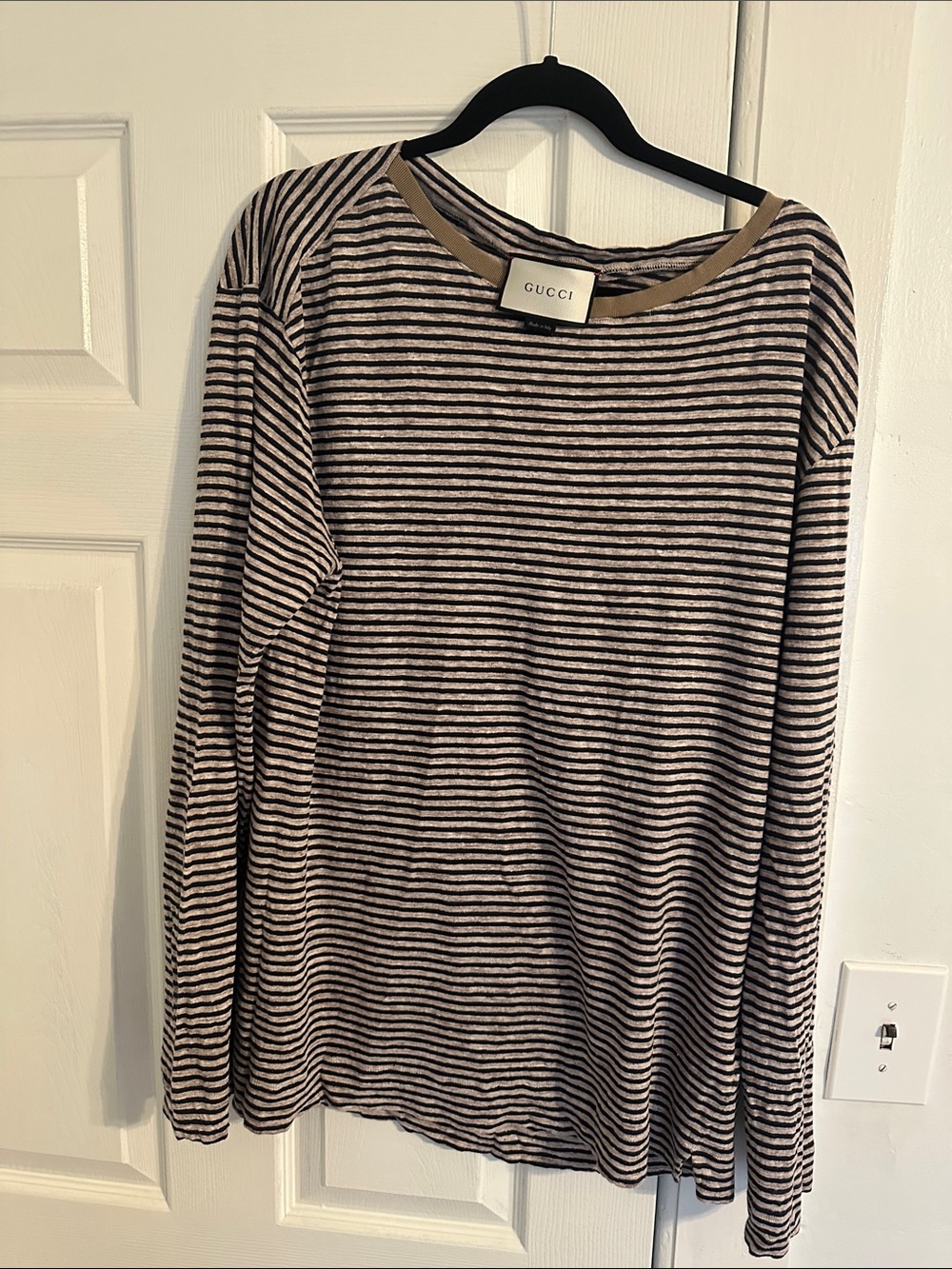 Gucci Striped Long Sleeve Top in Black & Tan, Size XXXL